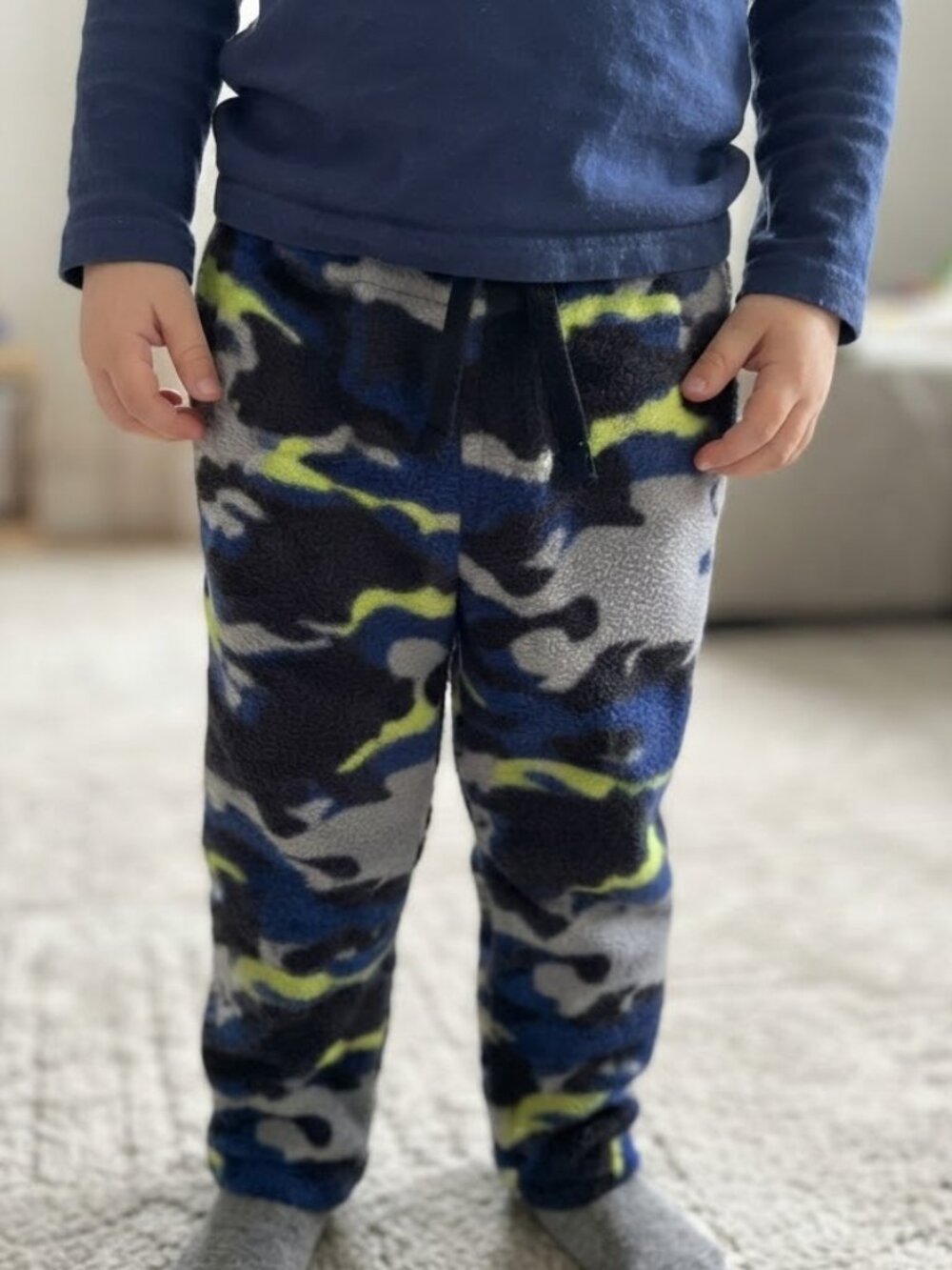 GYMBOREE Blue Neon Green Camo Fleece Pants Boys Kids Size 6